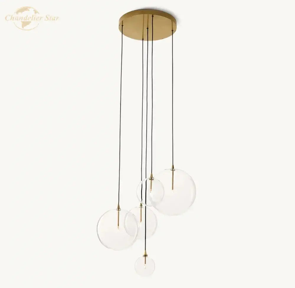 Modern chrome clear glass globe cluster chandelier living room light