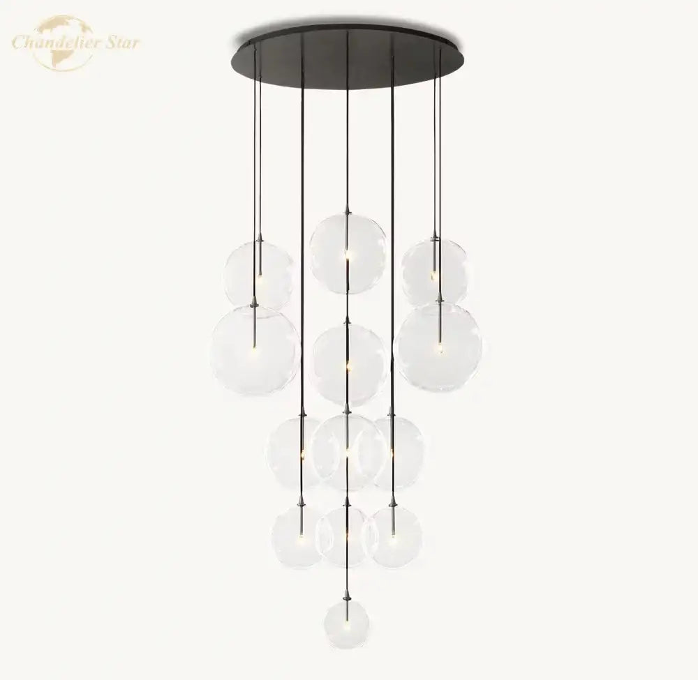 Modern chrome clear glass globe cluster chandelier living room light
