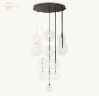 Modern chrome clear glass globe cluster chandelier living room light
