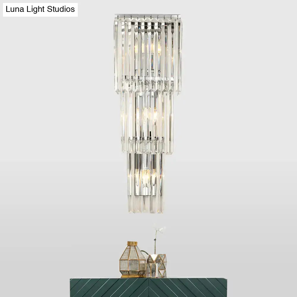 Modern chrome clear glass wall sconce light bedroom crystal lamp