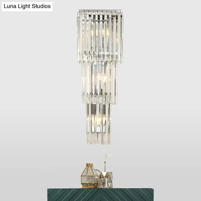 Modern chrome clear glass wall sconce light bedroom crystal lamp