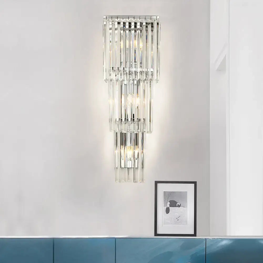 Modern chrome clear glass wall sconce light bedroom crystal lamp