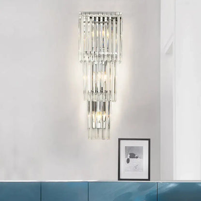 Modern chrome clear glass wall sconce light bedroom crystal lamp