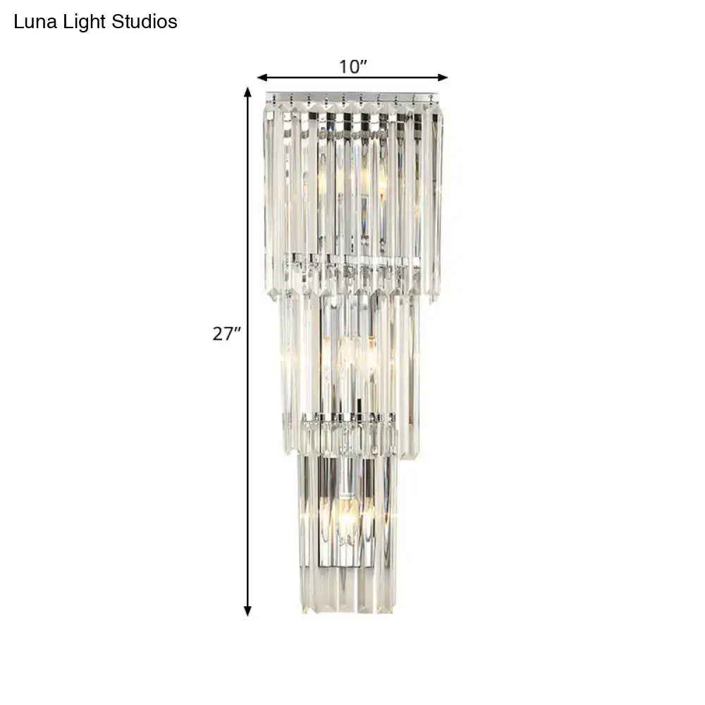 Modern chrome clear glass wall sconce light bedroom crystal lamp