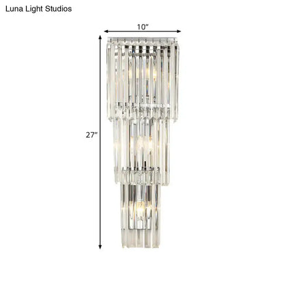 Modern chrome clear glass wall sconce light bedroom crystal lamp