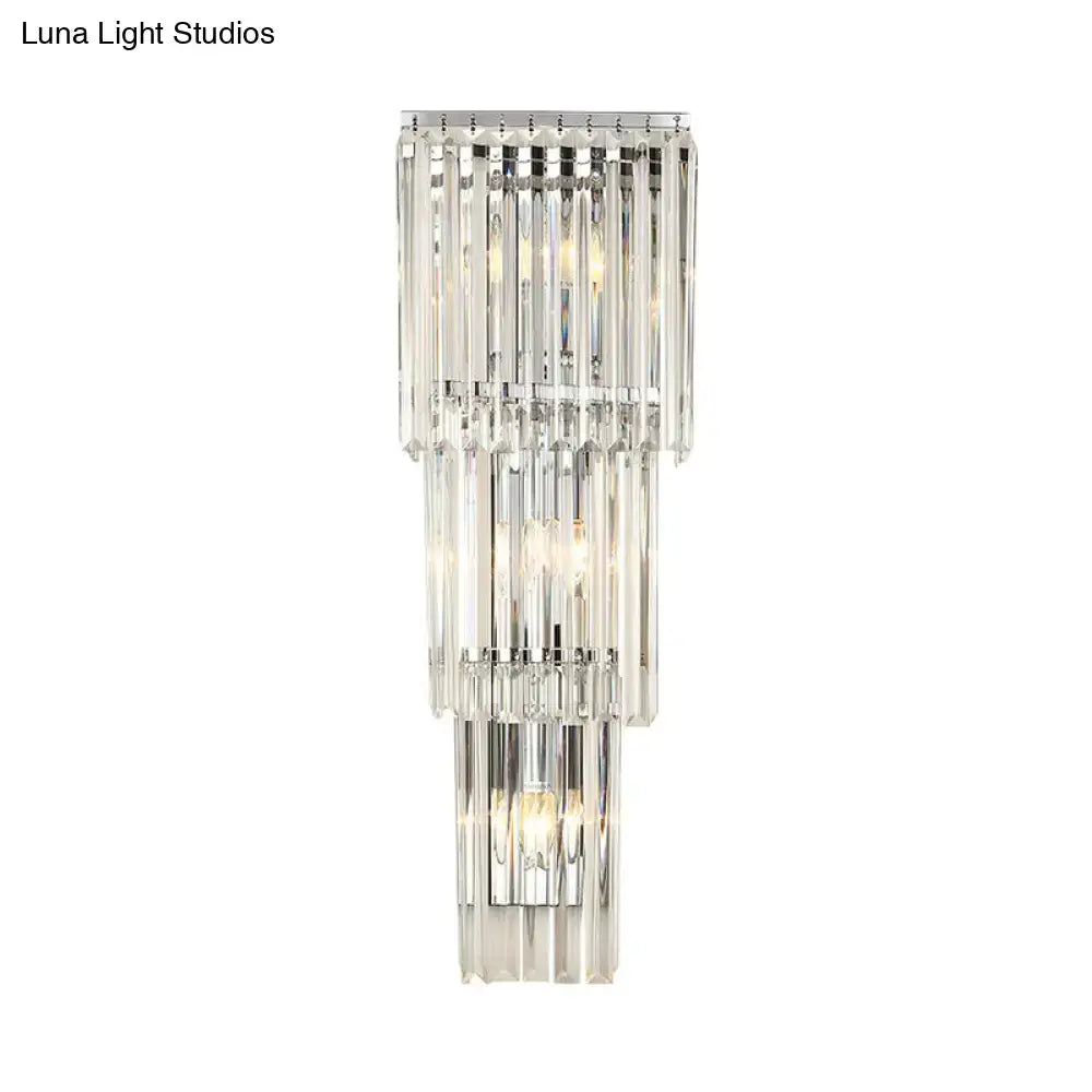 Modern chrome clear glass wall sconce light bedroom crystal lamp