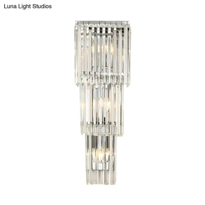 Modern chrome clear glass wall sconce light bedroom crystal lamp