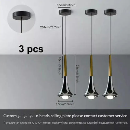 Modern chrome conical led rain pendant lamp bedroom light