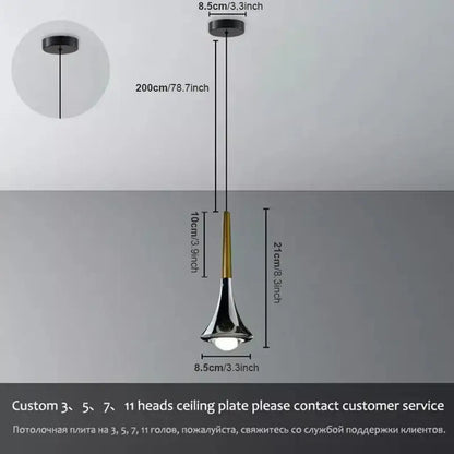 Modern chrome conical led rain pendant lamp bedroom light
