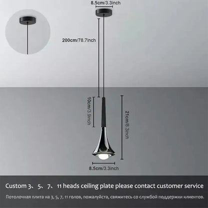 Modern chrome conical led rain pendant lamp bedroom light