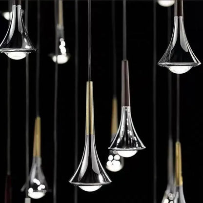 Modern chrome conical led rain pendant lamp bedroom light