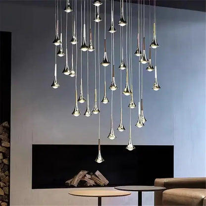 Modern chrome conical led rain pendant lamp bedroom light