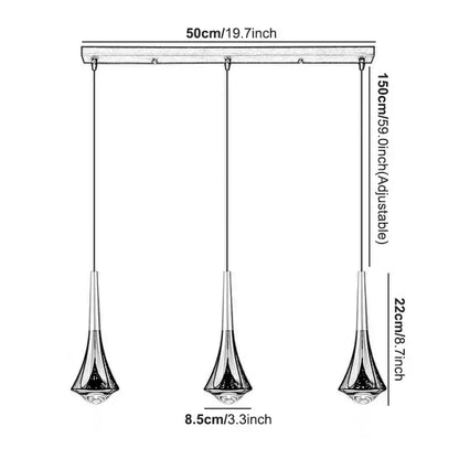 Modern chrome conical led rain pendant lamp bedroom light