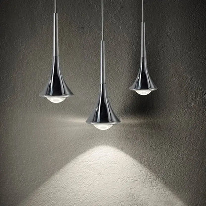 Modern chrome conical led rain pendant lamp bedroom light