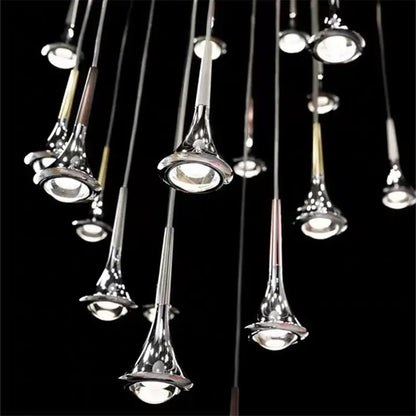 Modern chrome conical led rain pendant lamp bedroom light
