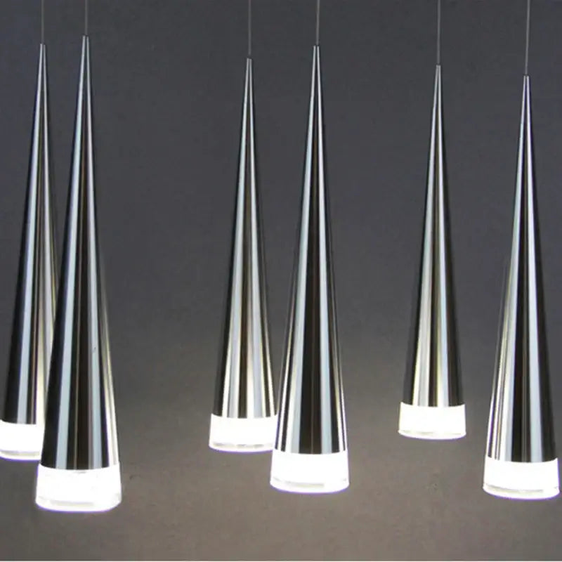 Modern chrome conical pendant light 5 pack for living room