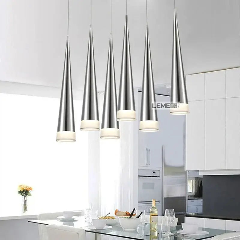 Modern chrome conical pendant light 5 pack for living room