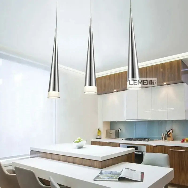Modern chrome conical pendant light 5 pack for living room