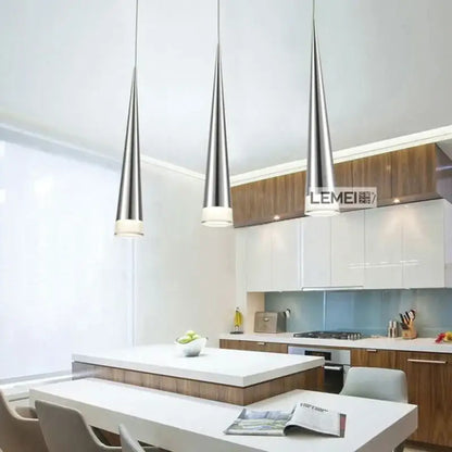 Modern chrome conical pendant light 5 pack for living room