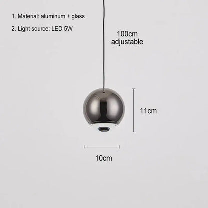 Modern chrome & copper ball pendant light dining room led chandelier