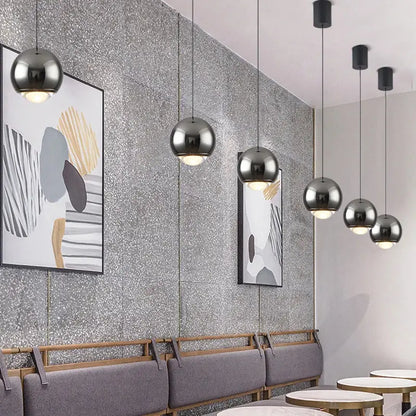 Modern chrome & copper ball pendant light dining room led chandelier