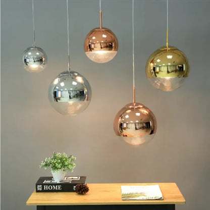 Modern chrome & copper glass ball led pendant light dining room