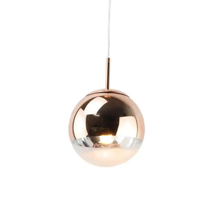 Modern chrome & copper glass ball led pendant light dining room