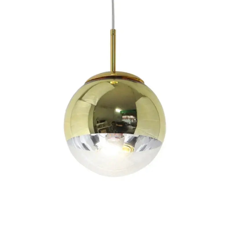 Modern chrome & copper glass ball led pendant light dining room