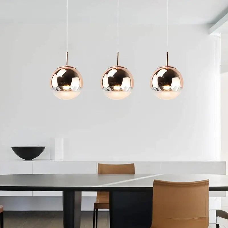 Modern chrome & copper glass ball led pendant light dining room