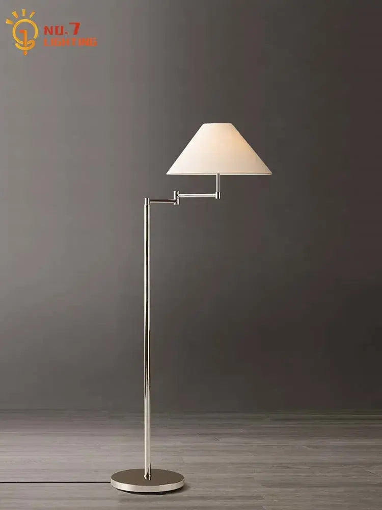 Modern chrome cream rocker arm floor lamp for living room