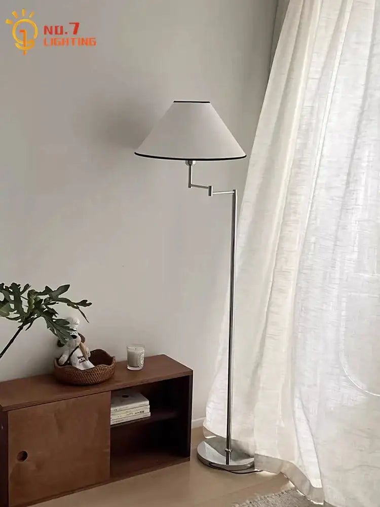 Modern chrome cream rocker arm floor lamp for living room