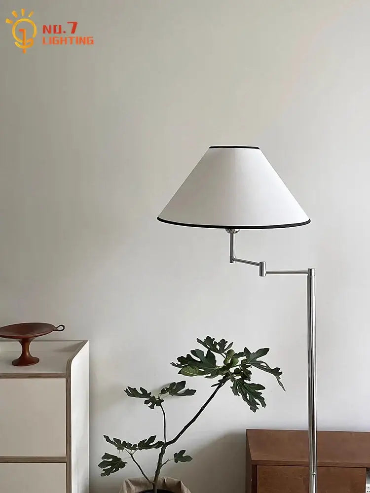 Modern chrome cream rocker arm floor lamp for living room