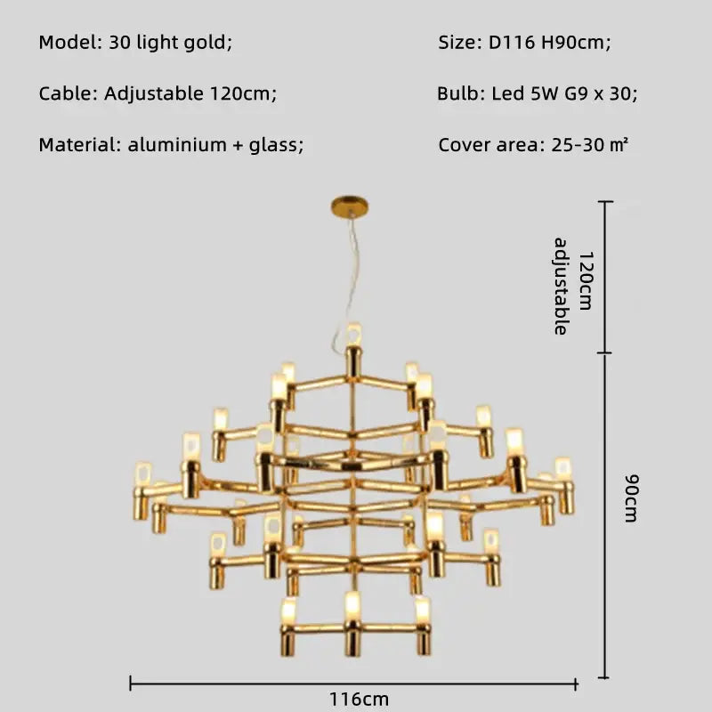 Modern chrome crown major chandelier multi tiered kitchen light