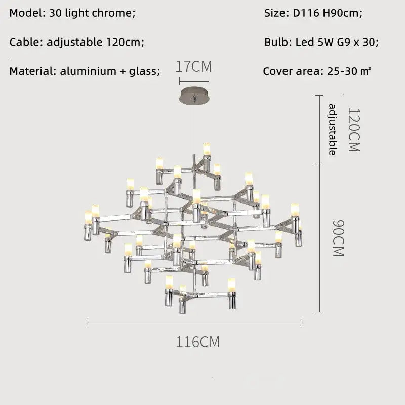 Modern chrome crown major chandelier multi tiered kitchen light