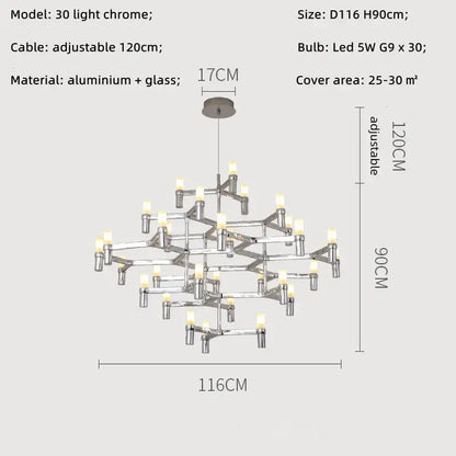 Modern chrome crown major chandelier multi tiered kitchen light