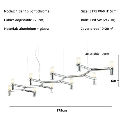 Modern chrome crown major chandelier multi tiered kitchen light