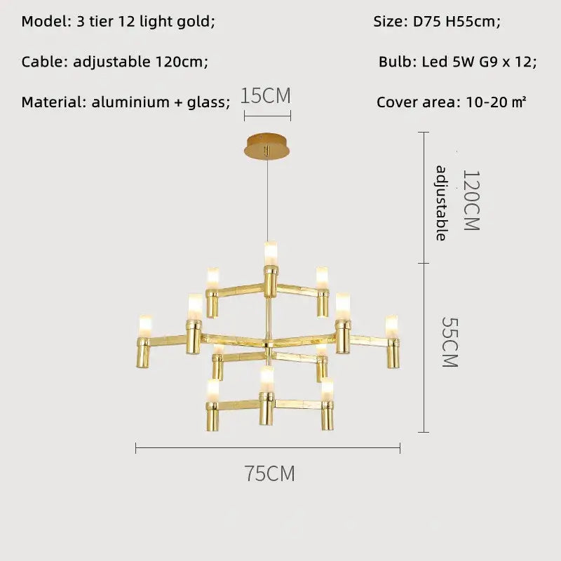 Modern chrome crown major chandelier multi tiered kitchen light