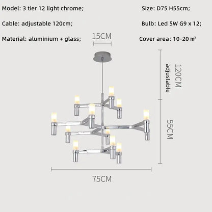 Modern chrome crown major chandelier multi tiered kitchen light