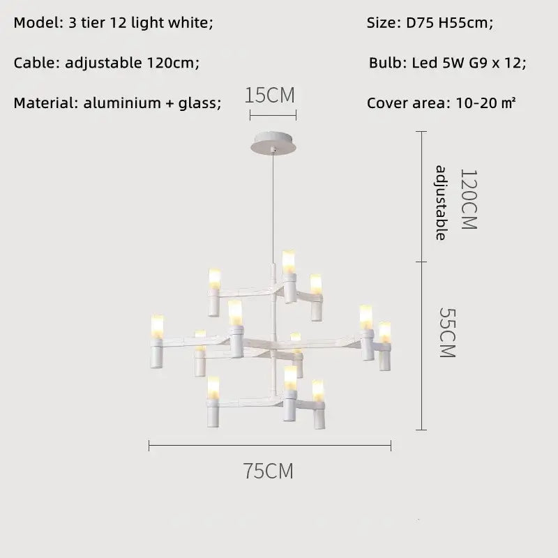 Modern chrome crown major chandelier multi tiered kitchen light