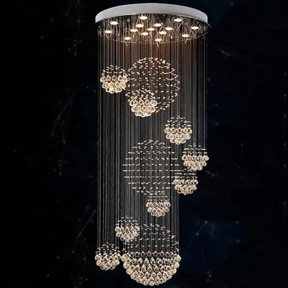 Modern chrome crystal ball chandelier – living room cascading light