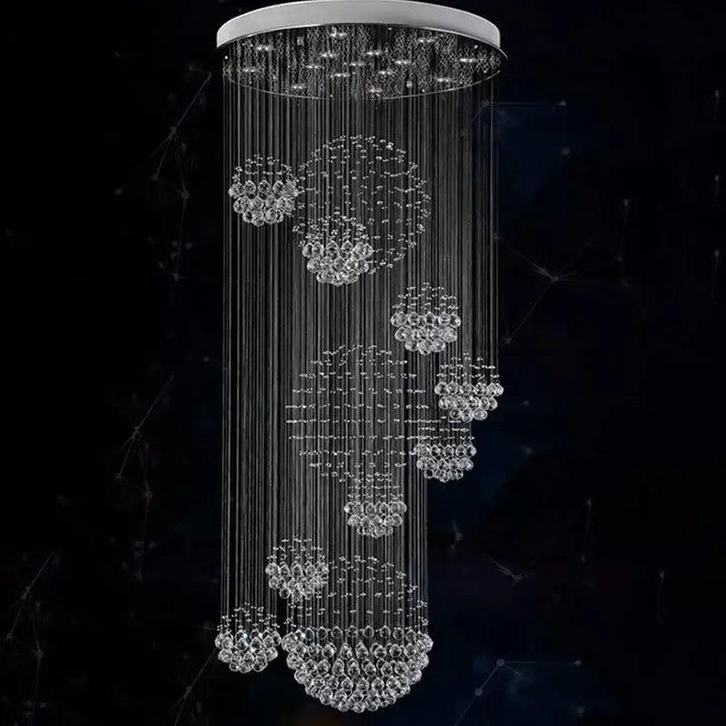 Modern chrome crystal ball design chandelier staircase light