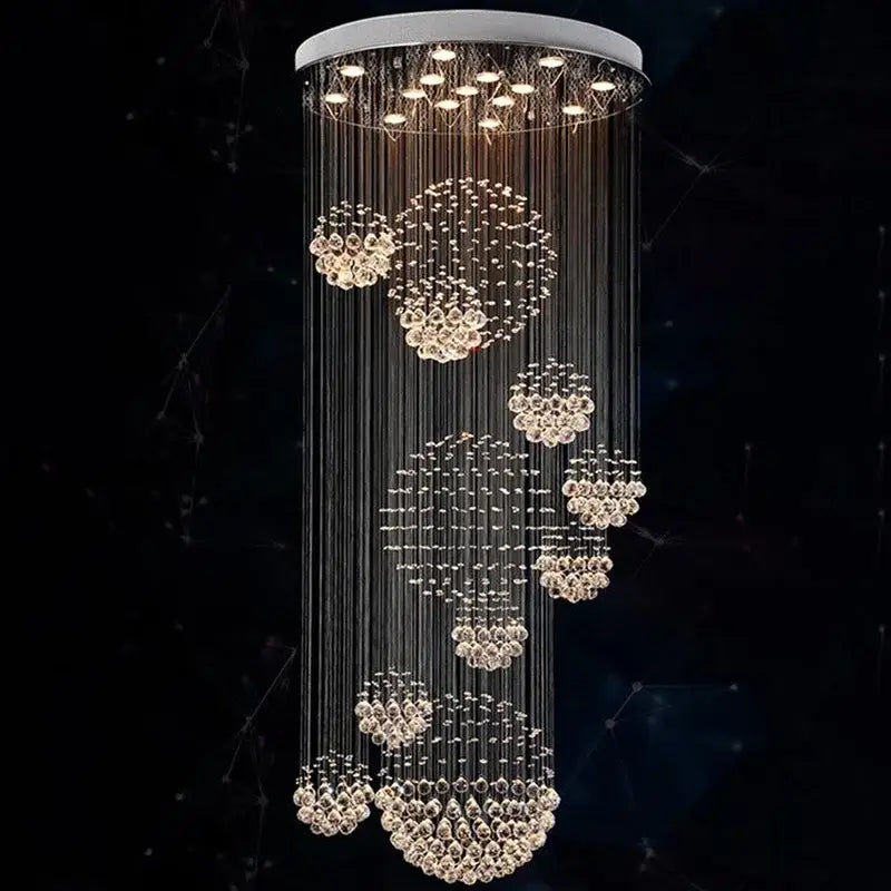 Modern chrome crystal ball design chandelier staircase light