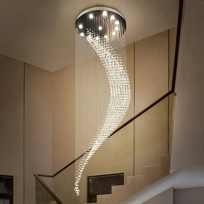 Modern chrome crystal ball spiral chandelier dining room led light