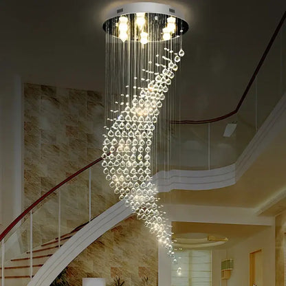 Modern chrome crystal ball spiral chandelier dining room led light