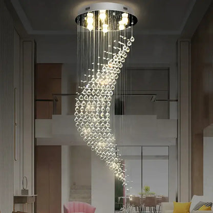 Modern chrome crystal ball spiral chandelier dining room led light