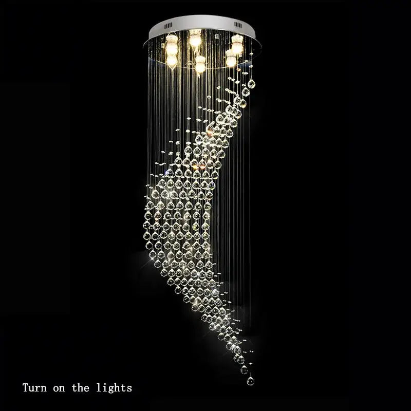 Modern chrome crystal ball spiral chandelier dining room led light