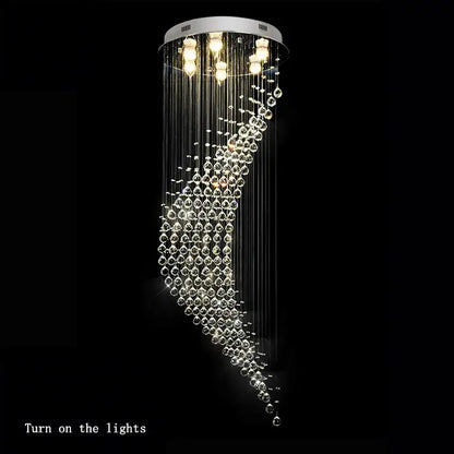 Modern chrome crystal ball spiral chandelier dining room led light