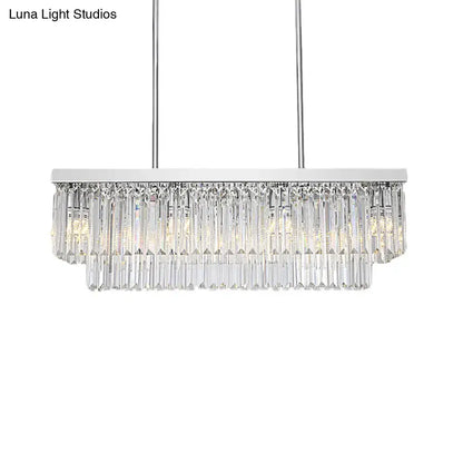 Modern chrome crystal block island light dining room e12 e14 pendant