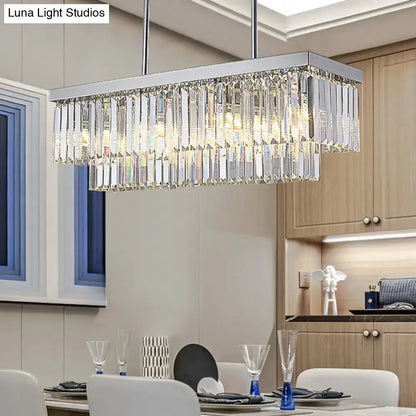 Modern chrome crystal block island light dining room e12 e14 pendant