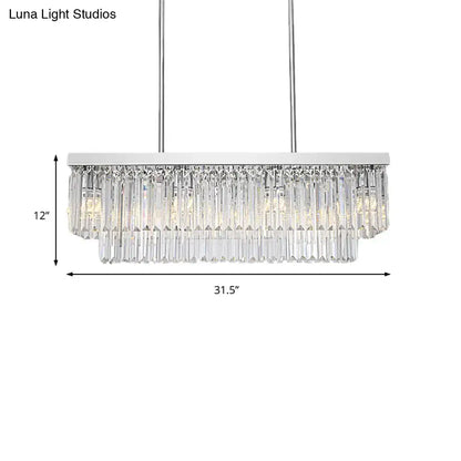 Modern chrome crystal block island light dining room e12 e14 pendant